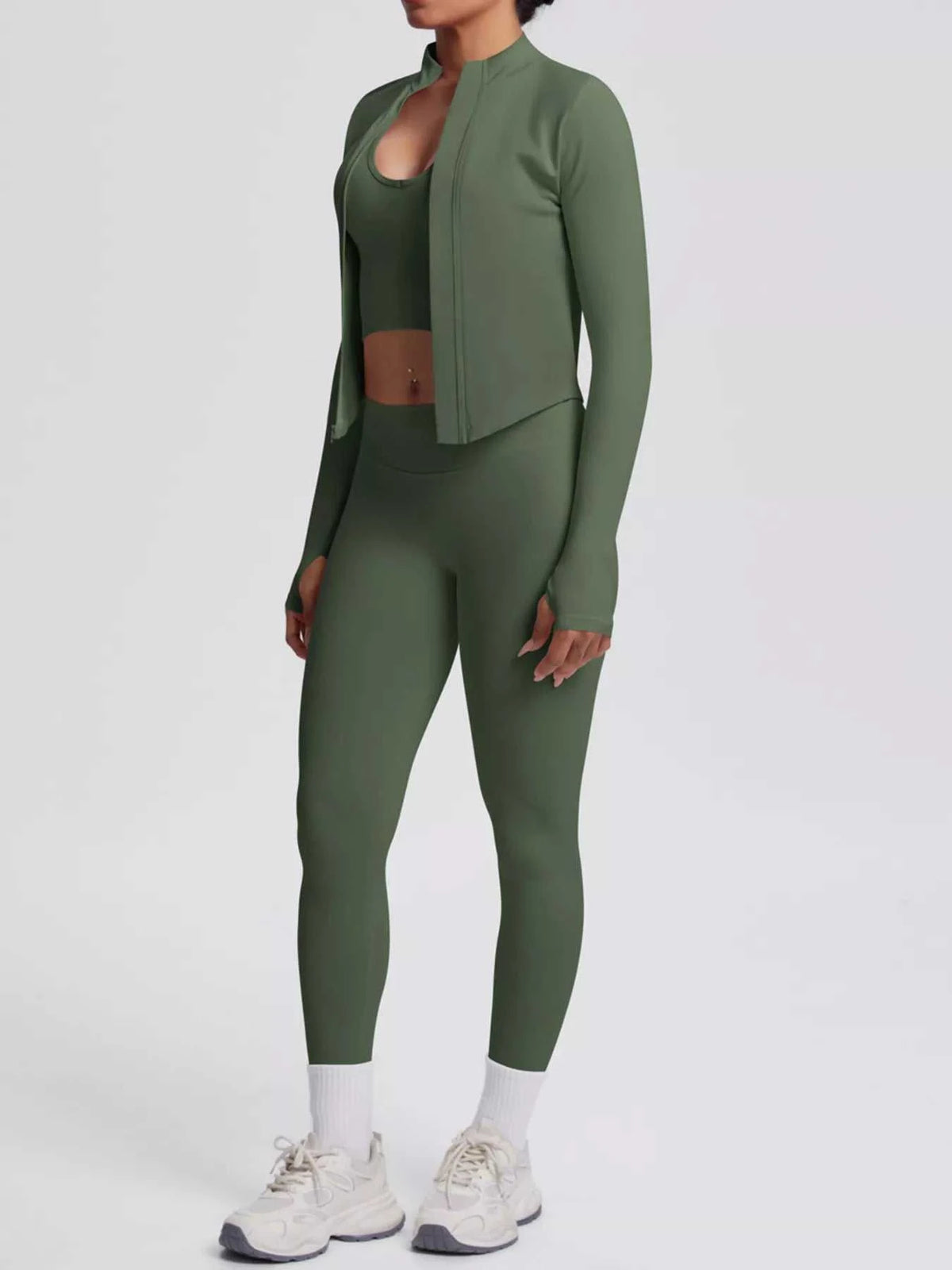 Tank & Zip-Up Jacket and Leggings Three-Piece Active Set 101006896695096 129 Comfortable Weekend Sets Jerry's Apparel 