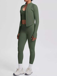 Tank & Zip-Up Jacket and Leggings Three-Piece Active Set 101006896695096 129 Comfortable Weekend Sets Jerry's Apparel 