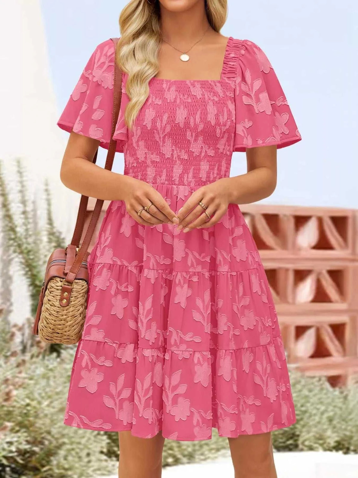 Smocked Square Neck Tiered Mini Dress 100100732221330 56 Affordable Fashion Under $100 Jerry's Apparel 