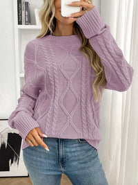 Cable Knit Round Neck Long Sleeve Sweater 100100086035617 48 Seasonal Fashion Collections Jerry's Apparel 