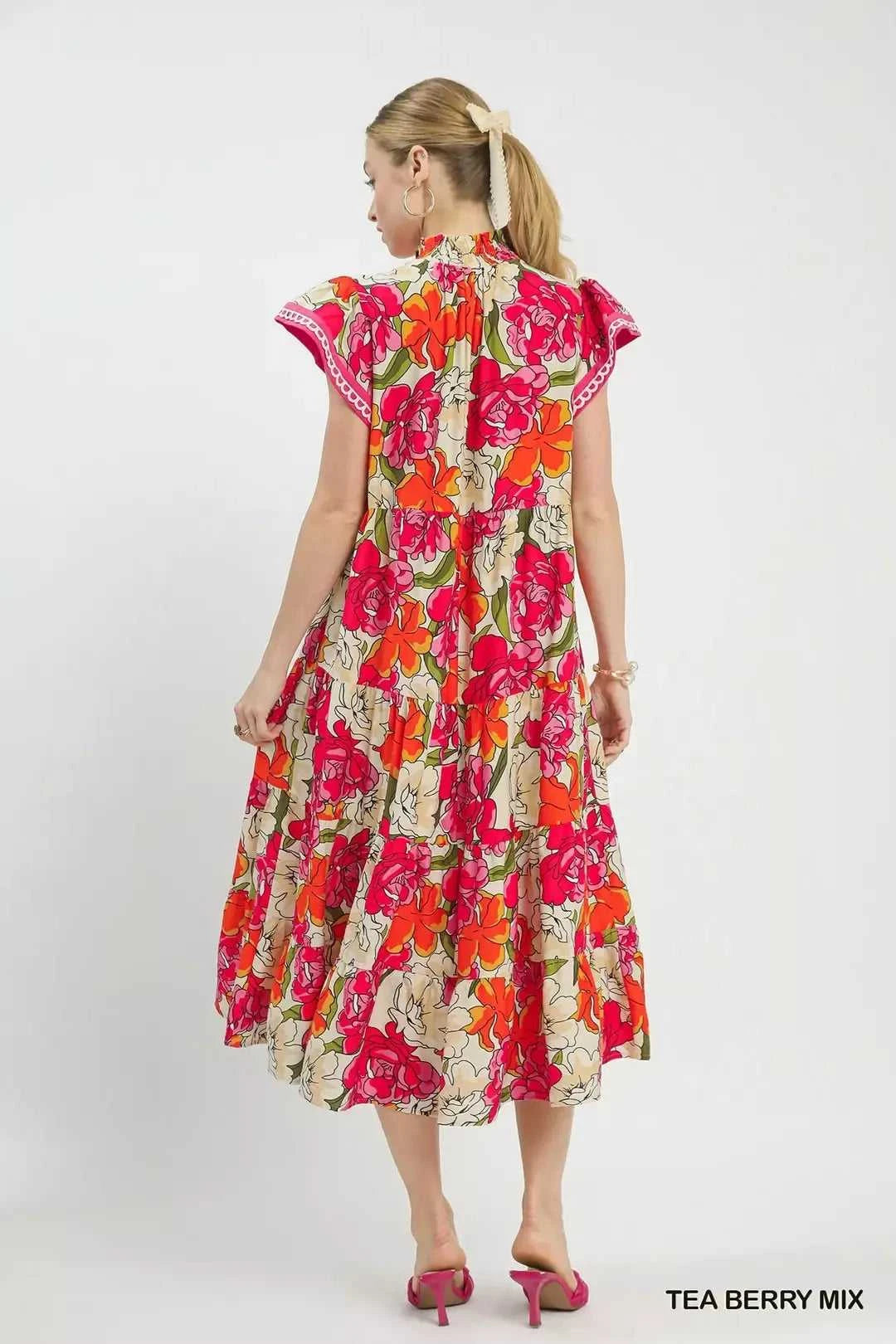 Umgee Mix Bold Floral Tiered Midi Dress 100100924981283 62 Affordable Fashion Under $100 Jerry's Apparel 