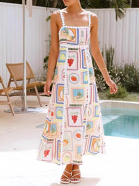 Printed Square Neck Maxi Cami Dress