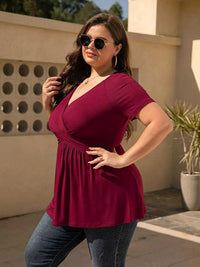Plus Size Surplice Short Sleeve T-Shirt 100100382914132 26 Affordable Fashion Under $100 Jerry's Apparel 