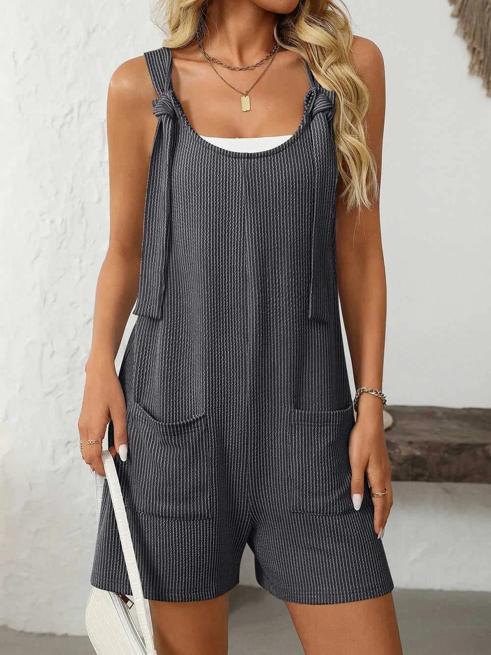 Mandy Texture Adjustable Strap Overalls with Pockets 100100447055928 27 Affordable Fashion Under $100 Jerry's Apparel 