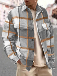 Men's Full Size Casual Plaid Button Up Shirt with Dual Chest Pockets Plus Size 100400070385240 42 Affordable Fashion Under $100 Jerry's Apparel 