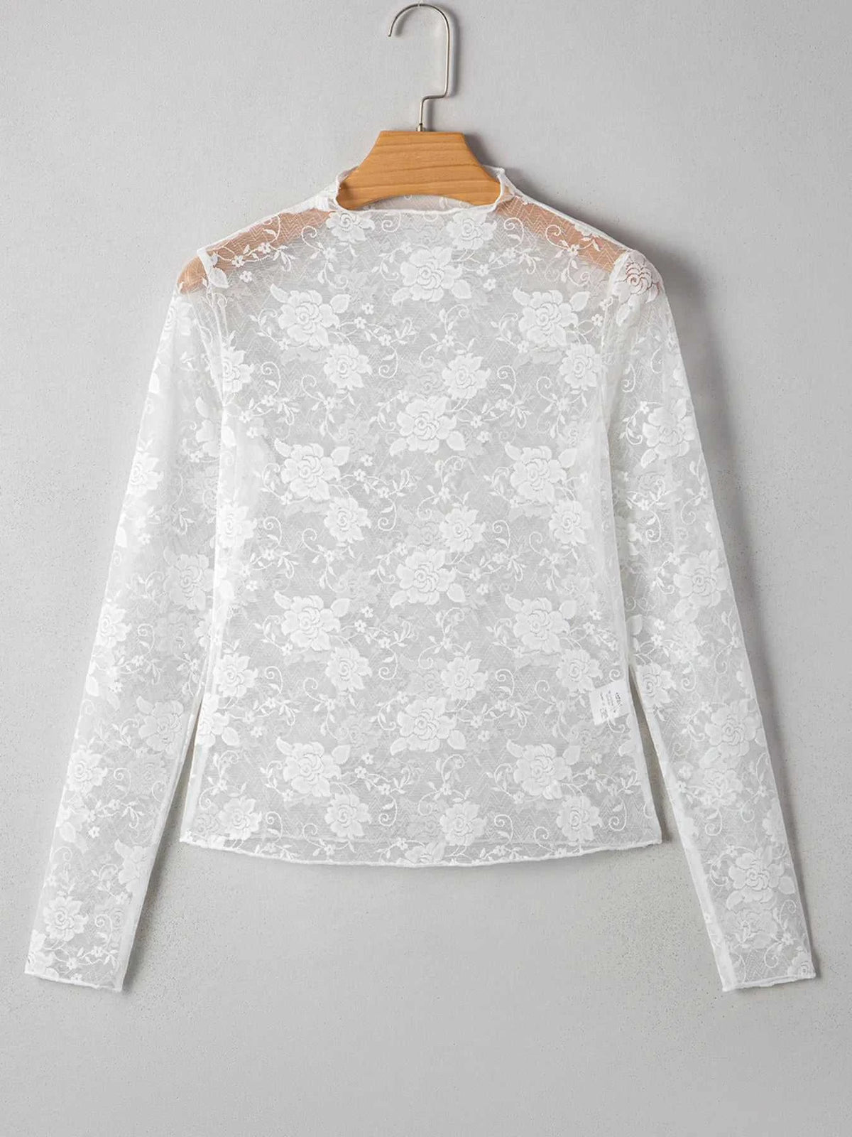 Sheer Floral Lace Mesh Mock Neck Long Sleeve Top 100100902913539 23 Affordable Fashion Under $100 Jerry's Apparel 