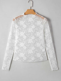 Sheer Floral Lace Mesh Mock Neck Long Sleeve Top 100100902913539 23 Affordable Fashion Under $100 Jerry's Apparel 