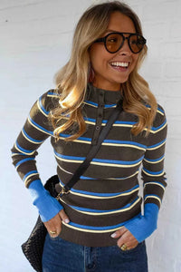 Ribbed Knit Contrast Cuff Henley Button Sweater 101002490031280 45 Affordable Fashion Under $100 Jerry's Apparel 