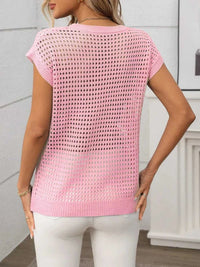 Openwork Round Neck Short Sleeve Knit Cover Up 100100244781953 22 Affordable Fashion Under $100 Jerry's Apparel 