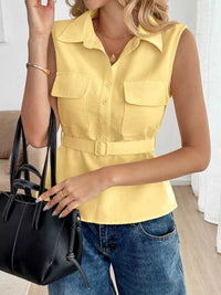 Button Front Sleeveless Blouse 100100190514121 31 Affordable Fashion Under $100 Jerry's Apparel 