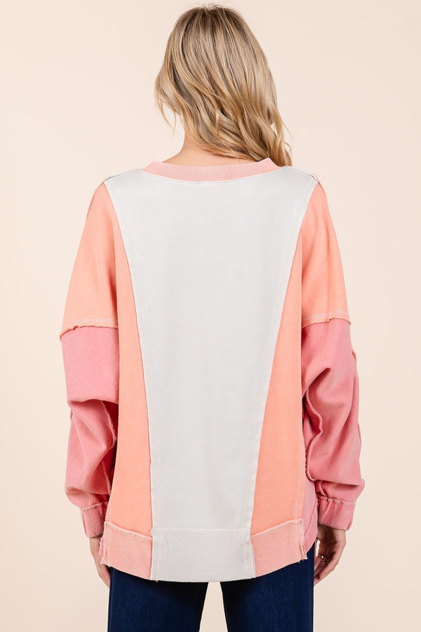 Mittoshop Mineral Wash Color Block Sweatshirt