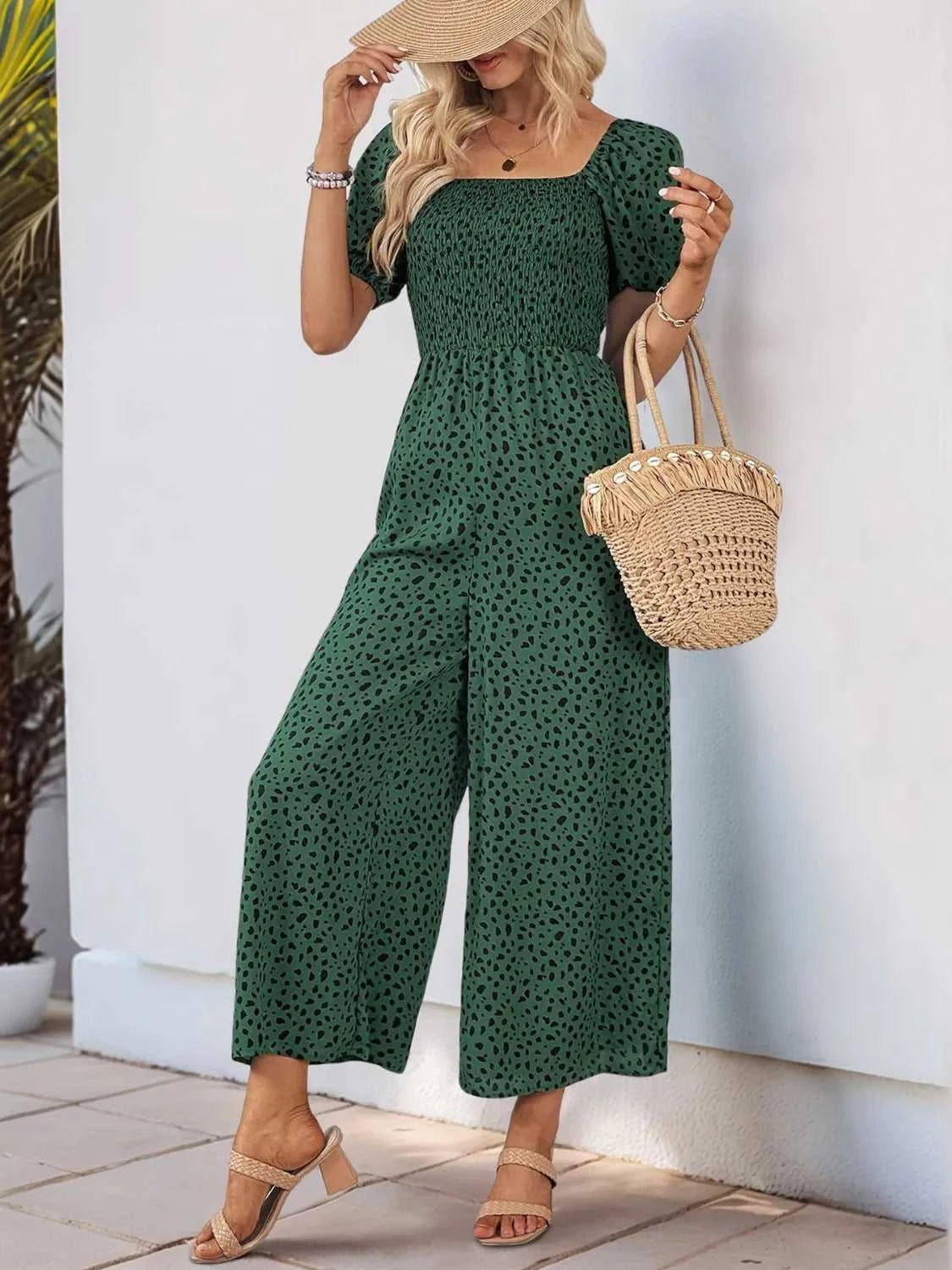 Printed Square Neck Puff Sleeve Jumpsuit 100100346581755 31 Affordable Fashion Under $100 Jerry's Apparel 
