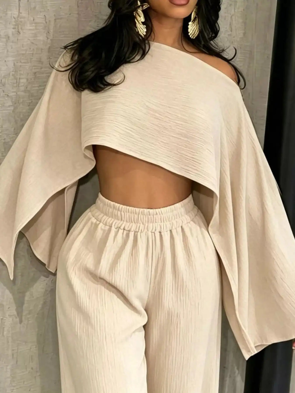 Boat Neck Crop Top and Wide-Leg Pants Set 101001634822589 57 Affordable Fashion Under $100 Jerry's Apparel 