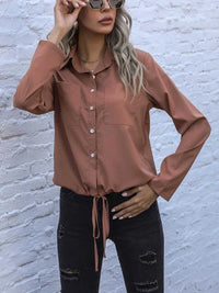 Perfee Tied Hem Button Down Long Sleeve Shirt 100100484971285 33 Affordable Fashion Under $100 Jerry's Apparel 