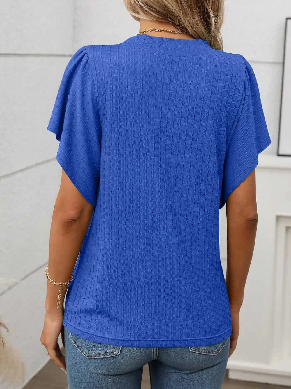 Round Neck Flutter Sleeve T-Shirt 100100468281947 23 Affordable Fashion Under $100 Jerry's Apparel 