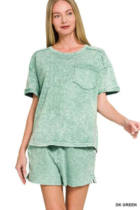 Zenana Halo Snow Washed Exposed Seam Top & Shorts Set 100100554881174 45 Affordable Fashion Under $100 Jerry's Apparel 