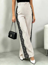 Lace Detail Wide Leg Pants 100100203986473 32 Jerry's Apparel 