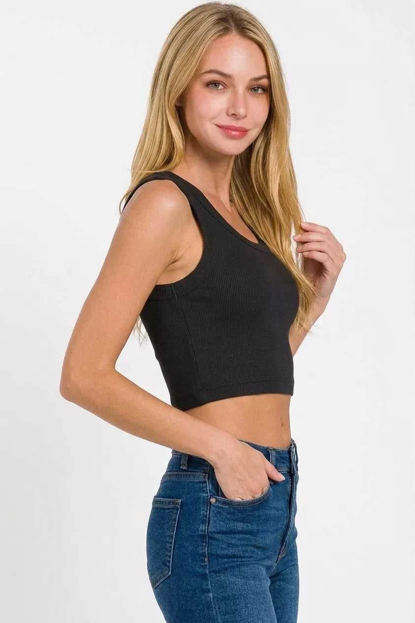 Zenana Ribbed Scoop Neck Cropped Tank Top 100100606591723 18 Affordable Fashion Under $100 Jerry's Apparel 