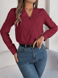 V-Neck Long Sleeve Blouse