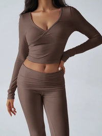 Devine Ruched Long Sleeve Top and Pants Set 100100100351065 35 Affordable Fashion Under $100 Jerry's Apparel 
