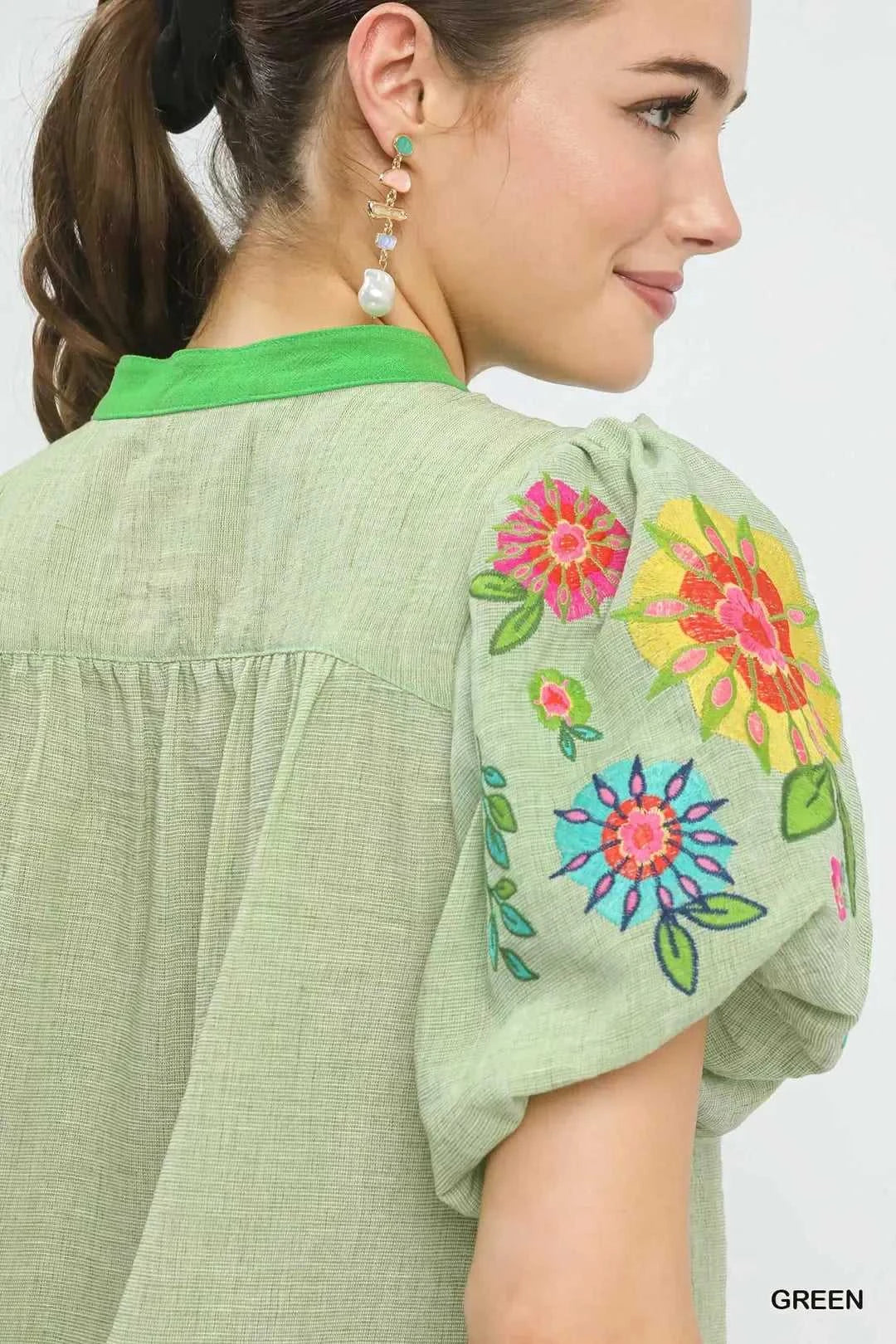 Umgee Embroidered Puff Sleeve Top 100100122691554 55 Affordable Fashion Under $100 Jerry's Apparel 