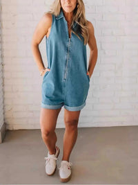 Sleeveless Zip-Up Denim Romper 100100749391272 52 Affordable Fashion Under $100 Jerry's Apparel 