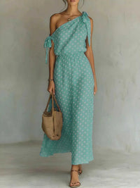 Full Size Polka Dot One-Shoulder Maxi Dress with Tie Details Plus Size 100100717941422 28 Gifts for Her Jerry's Apparel 
