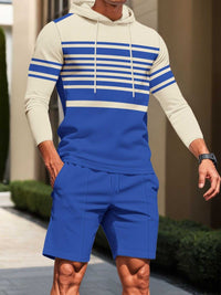Men's Full Size Striped Hoodie & Shorts Casual Set Plus Size 100400695113580 41 Affordable Fashion Under $100 Jerry's Apparel 