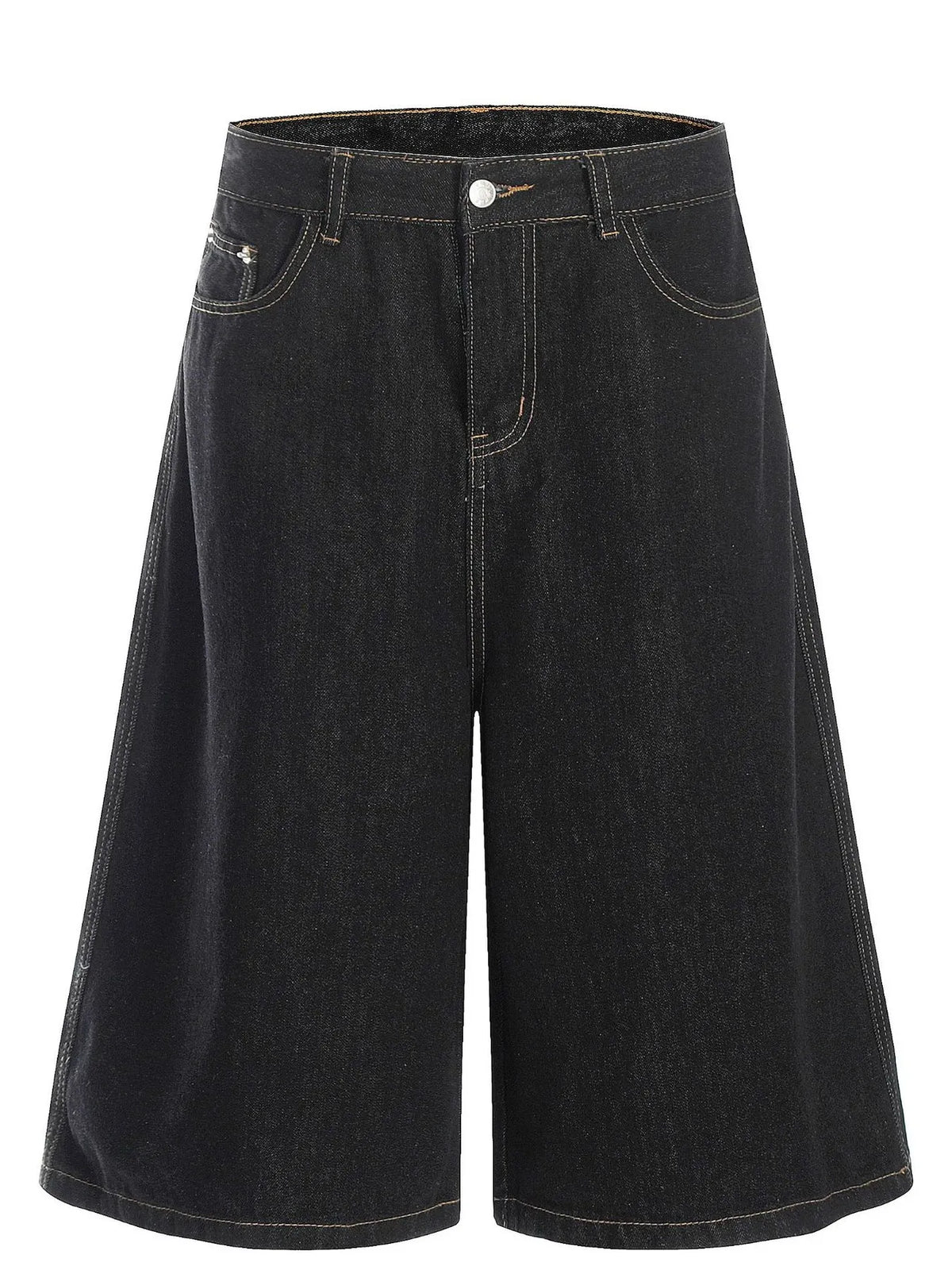 Men's Wide Leg Wash Denim Shorts