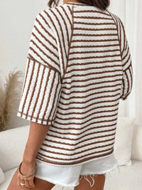 Casual Striped Raglan Sleeve Textured T-Shirt 101001019077269 38 Affordable Fashion Under $100 Jerry's Apparel 