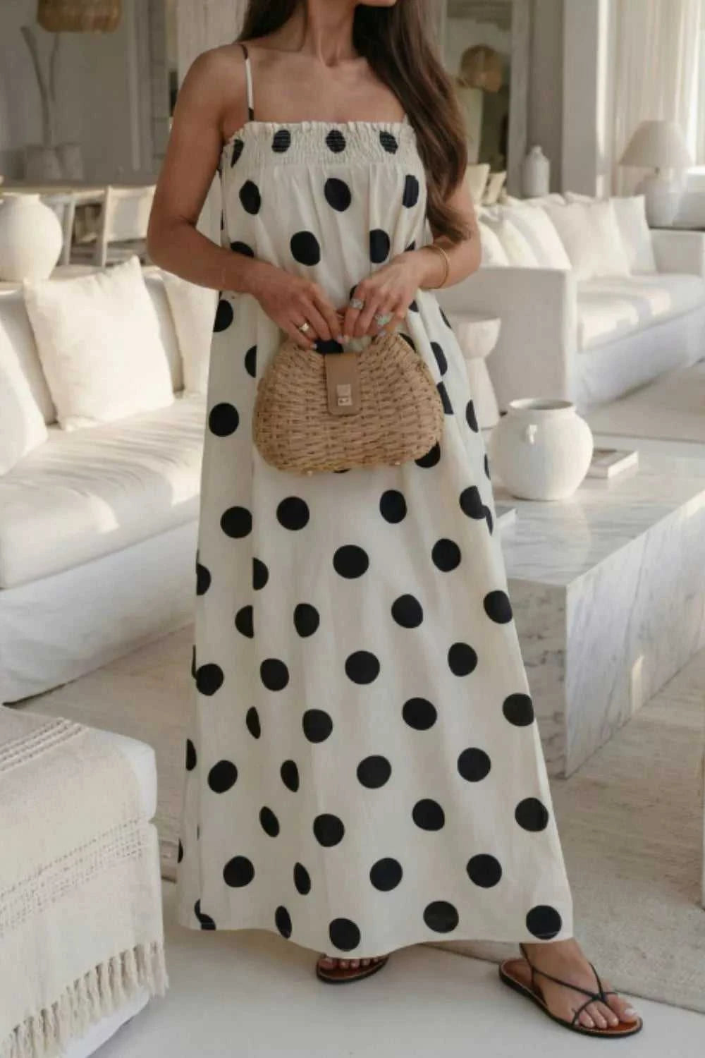 Polka Dot Spaghetti Straps Maxi Dress 100100523867624 48 Gifts for Her Jerry's Apparel 