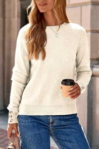 Button-Cuff Crew Neck Sweater 100100920961596 40 Women's Sweaters and Knitwear Jerry's Apparel 