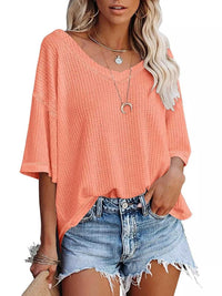Waffle Knit V-Neck Short Sleeve T-Shirt 100100993990875 26 Affordable Fashion Under $100 Jerry's Apparel 