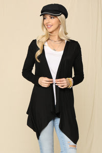 Full Size Open Front Knit Cardigan