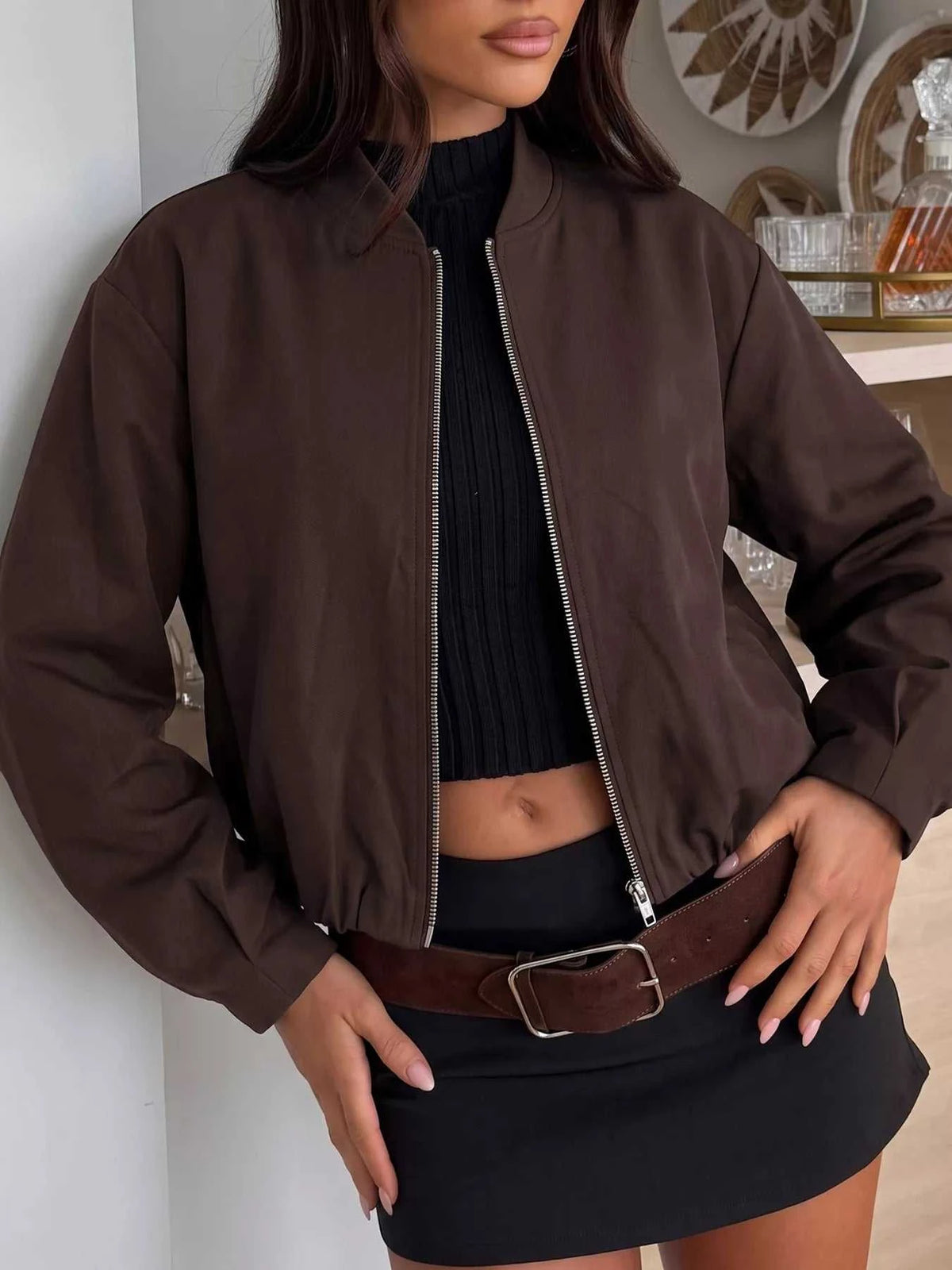 Zip Up Dropped Shoulder Jacket 100100620143952 50 Affordable Fashion Under $100 Jerry's Apparel 