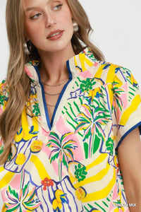 Umgee Tropical Print Collared Shift Dress 100100331671279 57 Affordable Fashion Under $100 Jerry's Apparel 