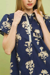 Umgee Floral Ruffle Sleeve Split-Neck Top 100100324221609 47 Affordable Fashion Under $100 Jerry's Apparel 