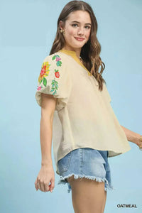Umgee Embroidered Puff Sleeve Top 100100565351460 55 Affordable Fashion Under $100 Jerry's Apparel 