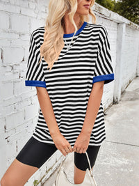 Lovelet Striped Round Neck Half Sleeve T-Shirt