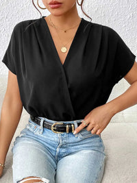 Perfee Surplice Short Sleeve Ruched Bodysuit 100100315761284 27 Affordable Fashion Under $100 Jerry's Apparel 