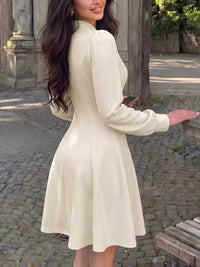 Keyhole Neckline Long Sleeve A-Line Mini Dress 101001180423044 49 Affordable Fashion Under $100 Jerry's Apparel 