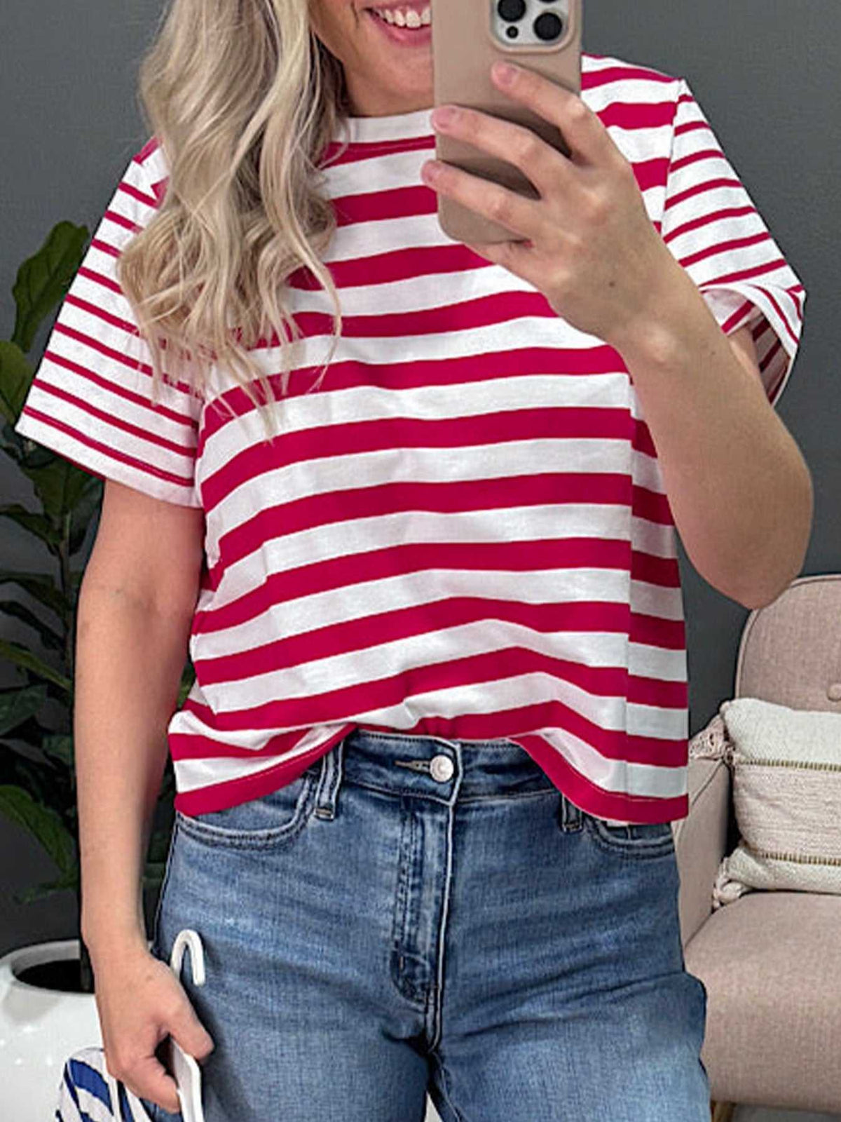 Stripe Patchwork Round Neck T Shirt 100100033040802 26 Affordable Fashion Under $100 Jerry's Apparel 