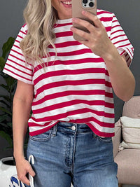 Stripe Patchwork Round Neck T Shirt 100100033040802 26 Affordable Fashion Under $100 Jerry's Apparel 