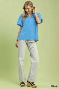 Umgee Button-Down Puff Sleeve Shirt 100100018371117 49 Affordable Fashion Under $100 Jerry's Apparel 