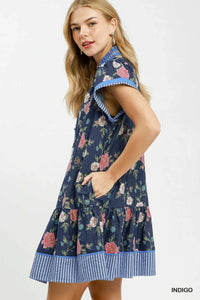 Umgee Floral Contrast Trim Ruffle Hem Mini Dress 100100092951620 66 Affordable Fashion Under $100 Jerry's Apparel 