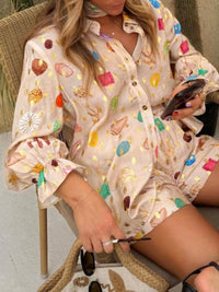 Colorful Print Shirt and Shorts Matching Set