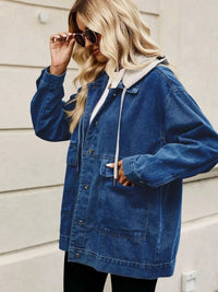 Oversized Button Up Denim Jacket with Hood 100100876233269 72 Affordable Fashion Under $100 Jerry's Apparel 