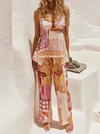 Tie Back Printed Cami and Pants Set