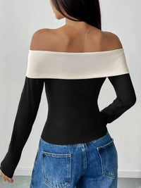 Perfee Bow Contrast Off-Shoulder Long Sleeve Top 100100486221672 31 Affordable Fashion Under $100 Jerry's Apparel 