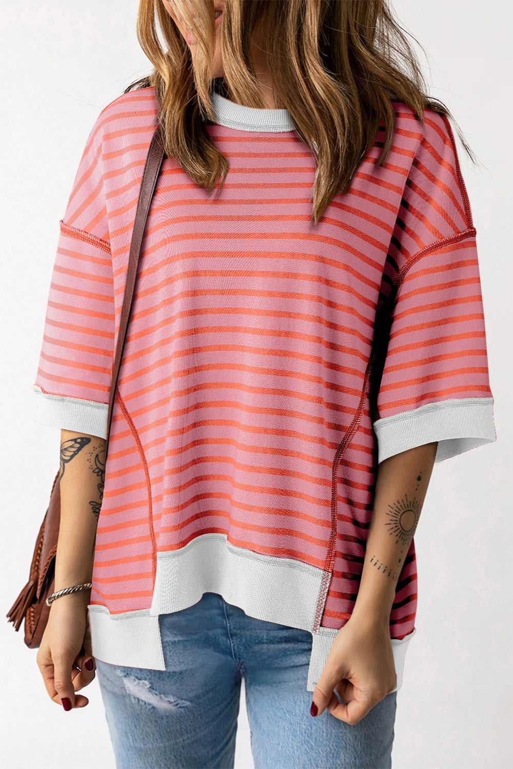 Striped Round Neck Half Sleeve T-Shirt